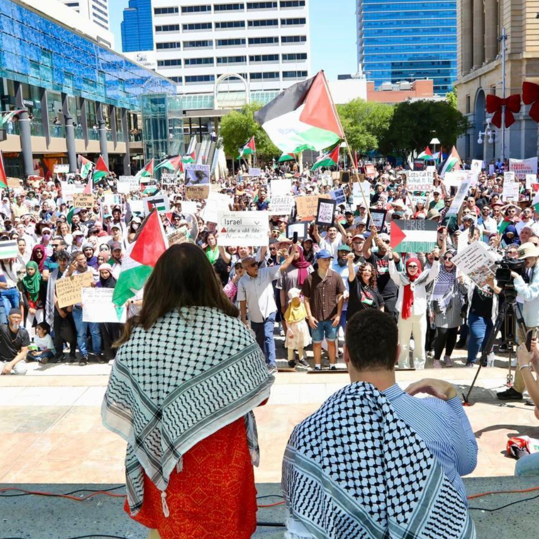 Mehreen Faruqi and Jordon Steele-John at Palestine Rally 